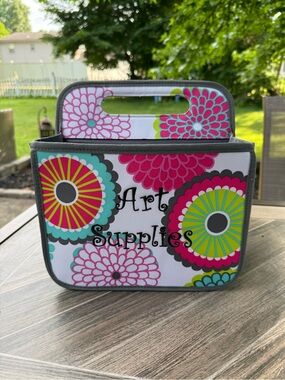 thirty-one Organizing Caddy w/ Handle “Art Supplies” in Pink, Teal & Lime
